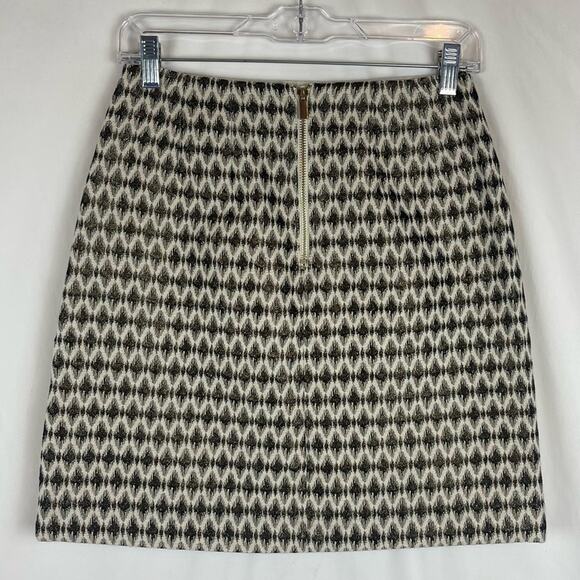 LOFT Cream W Metallic Gold Party Whimsy Glam Skirt‎ NWOT Size 2P - Picture 5 of 12